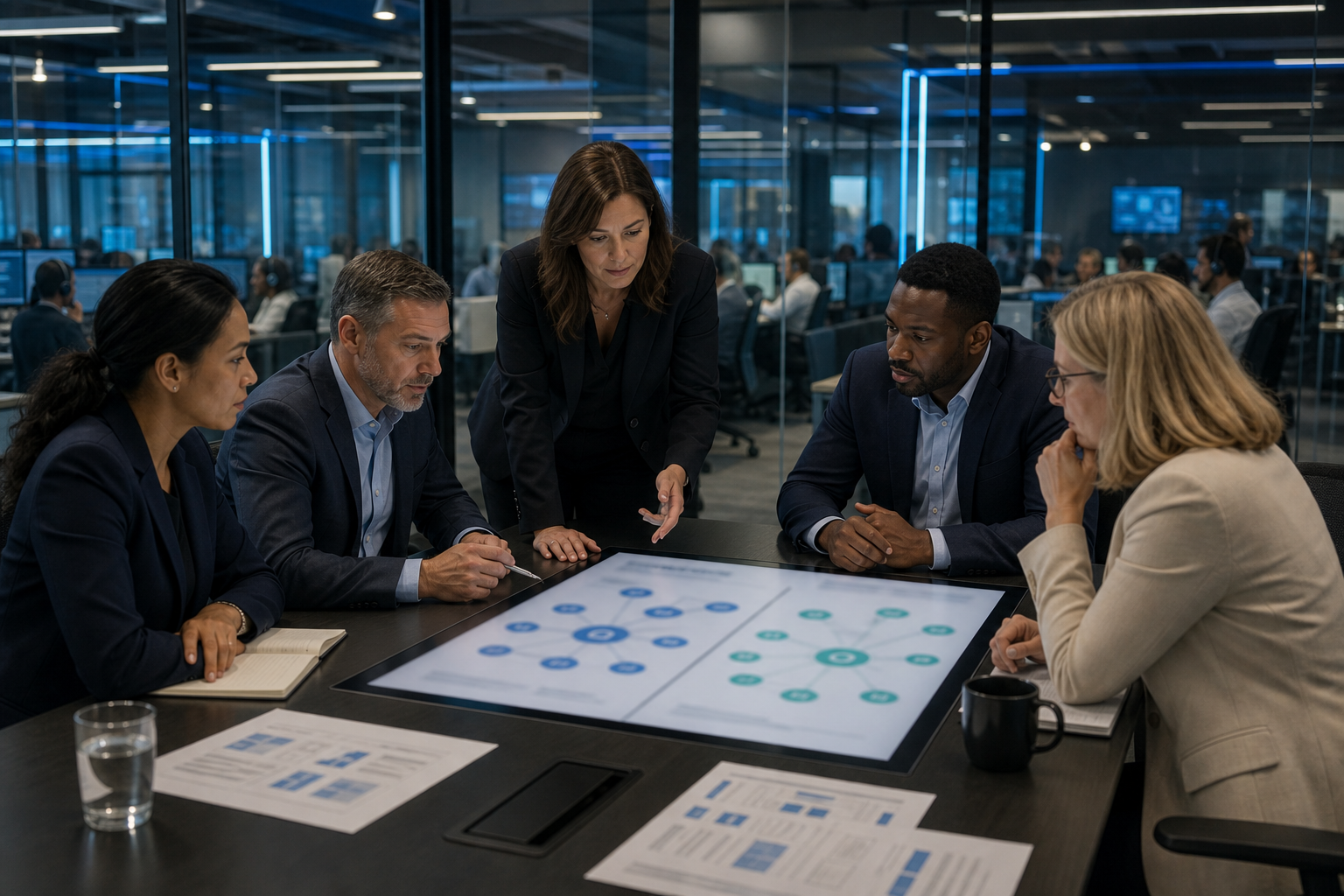 Enterprise operations team reviewing omnichannel vs multichannel customer service: what businesses should know in an Inktel customer experience environment