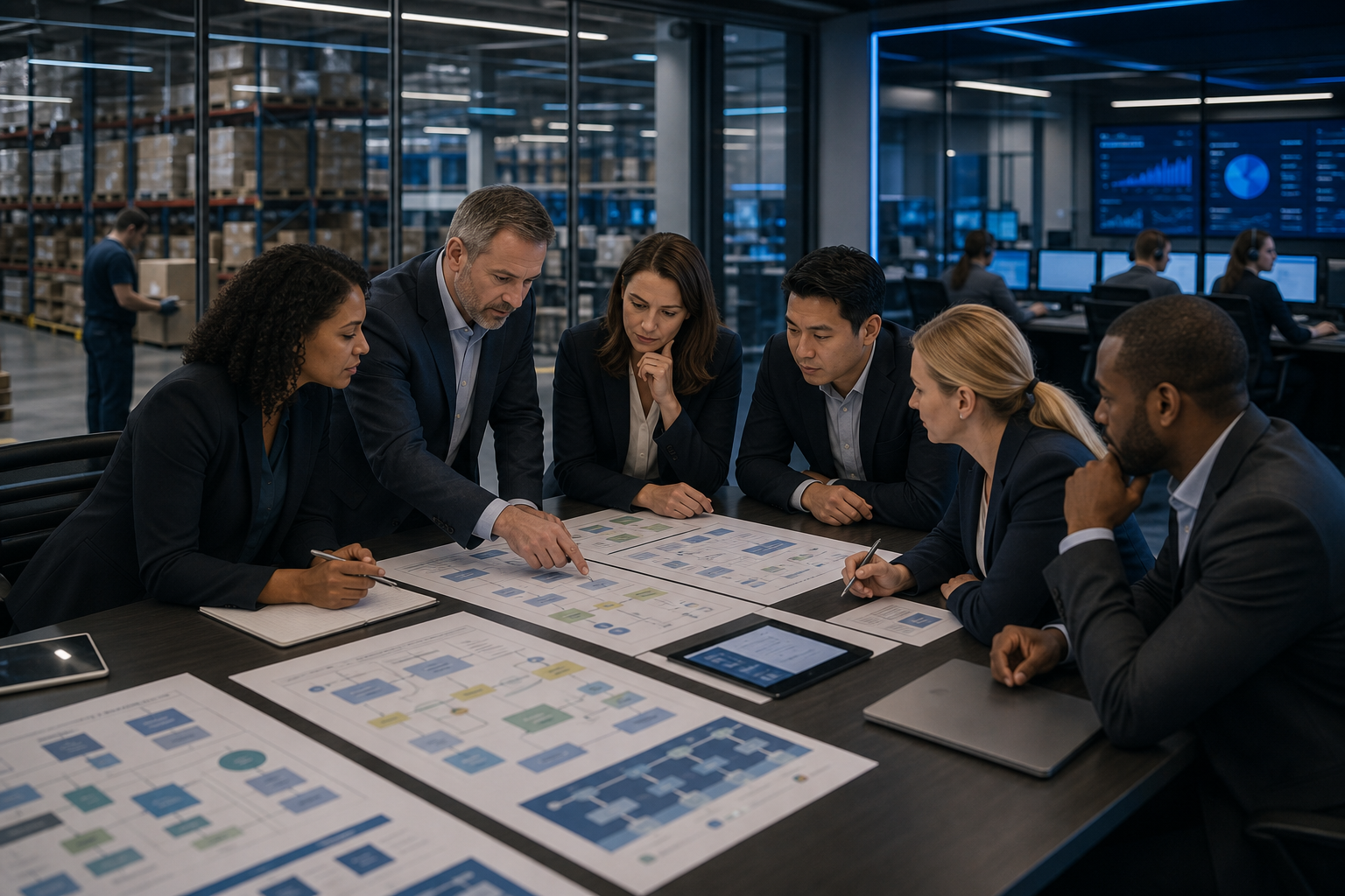 Enterprise operations team reviewing business process outsourcing examples for customer experience teams in an Inktel customer experience environment